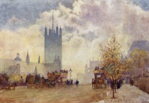 Victoria Tower és East End of Westminster Abbey (színes litó) alkotó: Herbert Menzies (after) Marshall