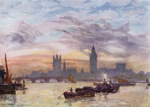 Westminster Towers (színes litho) alkotó: Herbert Menzies (after) Marshall