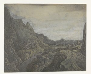 Sziklás táj úttal és folyóval alkotó: Hercules Segers