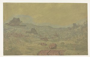 Völgy folyóval és város négy toronnyal alkotó: Hercules Segers