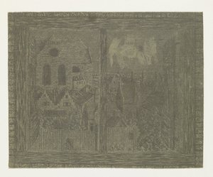 Kilátás Segers házának ablakán keresztül Noorderkerk felé Kilátás a Segers-ház ablakán keresztül a Noorderkerk felé alkotó: Hercules Segers
