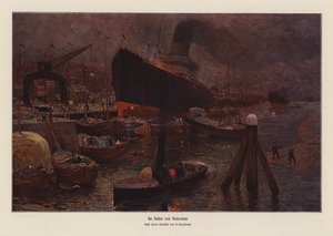 A rotterdami kikötőben (színes litográfia) alkotó: Herman Heijenbrock