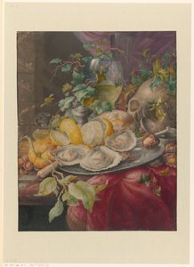 Vanitas csendélet osztrigával és koponyával