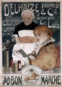 A Delhaize Frères & Cie Biscuits reklámplakátja, 1900