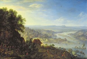 A Rhein-völgy Erbach közelében Rheingauban (olaj, tölgyfa panel)