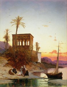 Tábortűz a folyó mellett, Traianus kioszkja, 1880 körül