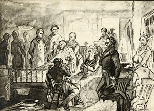 Abraham Lincoln a halálos ágyán, 1865 körül alkotó: Hermann Faber
