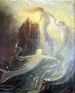 Richard Wagner „Les filles du Rhine” című operájának díszlete, 1869-ben: Herman Hendrich festménye. Wagner Múzeum, Bayreuth. alkotó: Hermann Hendrich