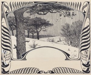 Téli táj egy jugendstil határon belül alkotó: Hermann Hirzel