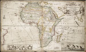 Afrika térképe, 1715 körül (színes metszet)