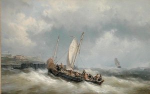 A Lugger Entering Harbour in a Storm (olaj, vászon)