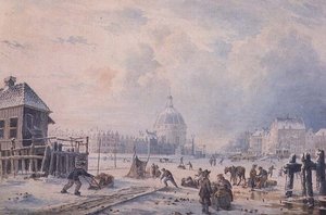 Figurák a befagyott csatornán, Amszterdam