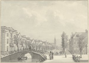 Kilátás a leideni Rapenburgra a Nieuwsteegbrugból, 1807 alkotó: Hermanus Numan (signed by artist)