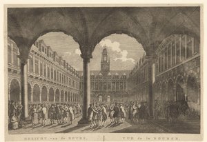Kilátás a Beurs van Hendrick de Keyser udvarára Kilátás a tőzsdére, Amszterdamban / Vue de la Bourse, à Amsterdam (cím a tárgyon) alkotó: Hermanus Petrus Schouten (possibly)