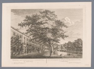 Kilátás az amszterdami mennonita árvaházra Kilátás a mennonita árvaházra, Amszterdamba / Vue de la Maison des Orphelins des Mennonites, à Amsterdam (cím a tárgyon) alkotó: Hermanus Petrus Schouten (possibly)