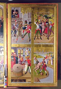 Jelenetek Szent Viktor életéből a Szent Miklós-templom egykori főoltárának jobb külső szárnyának belső részéből, 1481 (tempera a táblán)