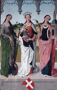 Szent Katalin, Szűz Mária és Szent Borbála, a Szent Miklós-templom főoltáráról, 1481 (részlet) (lásd: 197688-90, 197692)