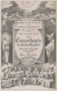 A „Bijbelsch Naem-en Chronijckboek” címlapja, 1632 Bibliai név- és krónikakönyv (cím a tárgyon)