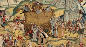 Hieronymus Bosch munkái által ihletett kárpit, 1560 körül (arany, ezüst, selyem és gyapjú)
