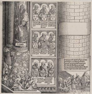 Maximilian építészként, Szent Lipót szoborral és Maximilian Ance mellszobraival..., 15171518.