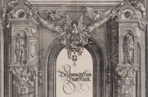 A központi portál bejáratának felső része az I...-t tartó szárnyas alakkal, 1515.