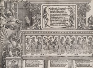A jobb oldali portál felső része, szarvasbőr felirattal, fríz ..., 1515.