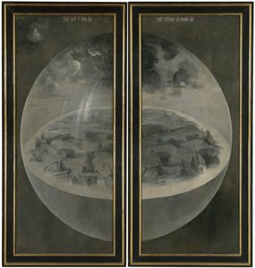 A föld kozmikus szféráját reprezentáló világ teremtése (Bulle). "A földi gyönyörök kertje" triptichon redőnyeinek hátulja. Hieronymus Van Aeken (Aken), Hieronymus Bosch (1450-1516) festménye