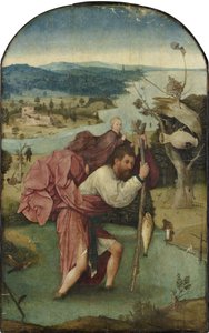 Szent Kristóf a Krisztus gyermekét hordozza, 1500 körül (olaj, tábla) alkotó: Hieronymus Bosch