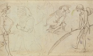 Tanulmányok groteszk figurákról alkotó: Hieronymus Bosch
