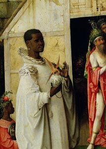 A mágusok imádása: Baltazár király részlete a triptichon központi táblájáról, 1510 alkotó: Hieronymus Bosch