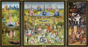A földi gyönyörök kertje, 1500-as évek. alkotó: Hieronymus Bosch