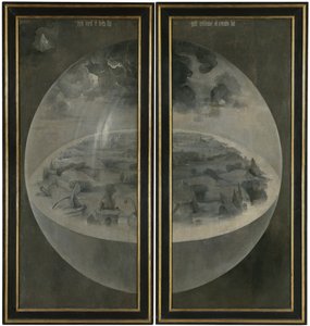 A földi gyönyörök kertje. Triptichon, hátoldal: A teremtés alkotó: Hieronymus Bosch