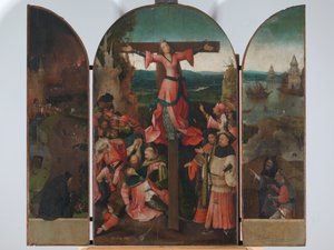A megfeszített vértanú triptichonja (Szent Júlia triptichonja), Joren Anthoniszoon Van Aeken, más néven Hieronymus Bosch. alkotó: Hieronymus Bosch