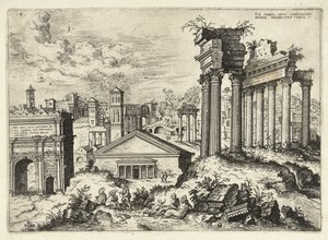 Kilátás a Forum Romanumra a Capitolium felől Ex variis, apvd capitolvm rvinis (...) (cím a tárgyon) Római romok (sorozat címe) alkotó: Hieronymus Cock