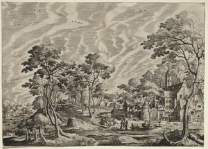 Táj, jobb oldalon kastély, 1630.