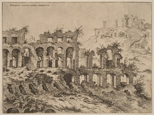 Kilátás a Colosseumra, a Palatinus-dombbal a háttérben alkotó: Hieronymus Cock