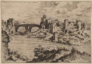 Kilátás a Ponte Quattro Capi hídra és a Tiber-szigetre