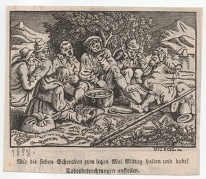 A svábok a gombócfazék körül tároltak... alkotó: Hieronymus Heinrich Jakob Ritschl von Hartenbach