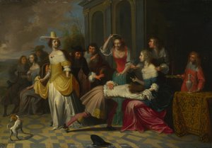Hölgyeim és uraim a La Main Chaude-ban, c. 1655-1665 alkotó: Hieronymus, Janssens