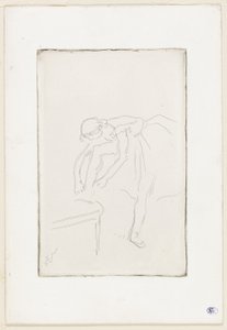 Táncosnő cipőt húz a cipőjére alkotó: Hilaire Germain Edgar Degas