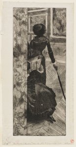 Mary Cassatt a Louvre festményeiből álló galériában alkotó: Hilaire Germain Edgar Degas