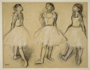 Három tanulmány egy táncosról a negyedik pozícióban alkotó: Hilaire Germain Edgar Degas