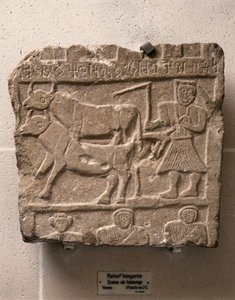 HIMYARITE ART: Relief munkajelenettel. Jemen., Kr. e. 2. század (kő) alkotó: Himyarite