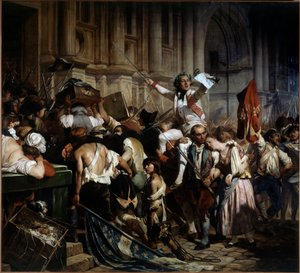 Francia forradalom: „A Bastille hódítói a párizsi Hotel de Ville előtt 1789-ben”, Hippolyte Delaroche (1797-1856) 1839