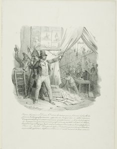 Jöjjenek be, Hölgyeim és Uraim, Belül a híres litográfiaiantoccini családot láthatják...Az "1824-es album" címlapképe. alkotó: Hippolyte Bellange