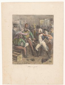 Két katona keresztezi a kardot egy kocsmában Allons en guard! (cím a tárgyon) Litográfiai vázlatok (sorozat címe) Croquis lithographiques (sorozat címe)