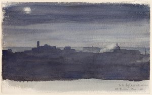 Róma látképe éjjel alkotó: Hippolyte Flandrin