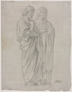 Két álló alak (Tanulmány az Apostolok küldetése bal oldali részéhez) alkotó: Hippolyte Jean Flandrin