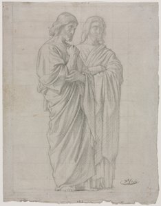 Két álló alak tanulmány az Apostolok Missziója bal oldali részéhez, 1860. alkotó: Hippolyte Jean Flandrin