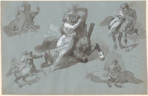 Nessus és Dejanira négy pózban, és a haldokló Nessus alkotó: Hippolyte Lalaisse